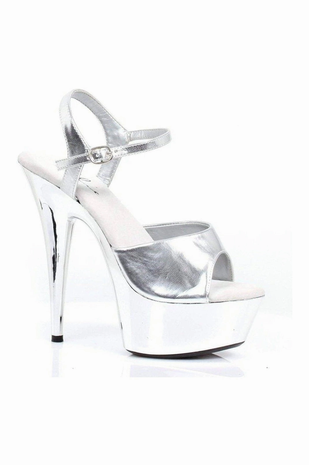 609-CHROME Platform Sandal  | Silver Faux Leather