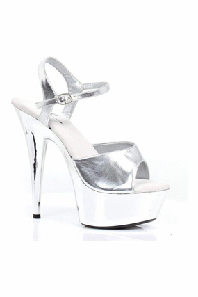 609-CHROME Platform Sandal  | Silver Faux Leather