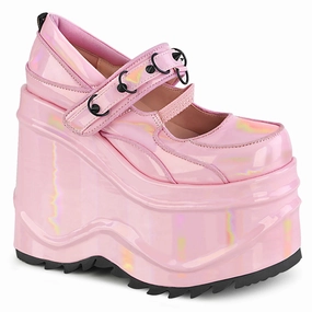 6 Inch Wedge Platform WAVE-48 Baby Pink Holo