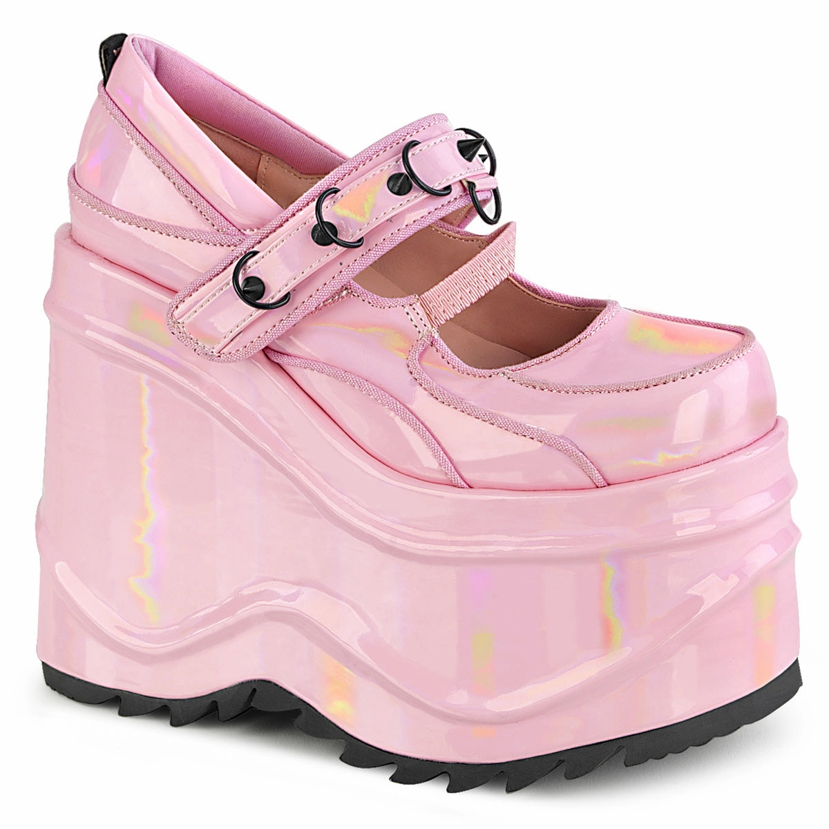 6 Inch Wedge Platform WAVE-48 Baby Pink Holo