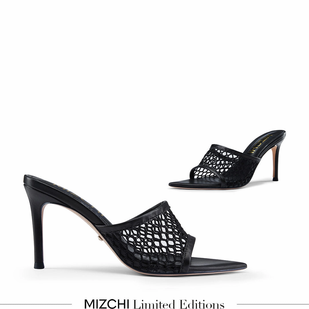 *Elowen - Black Mesh Mules