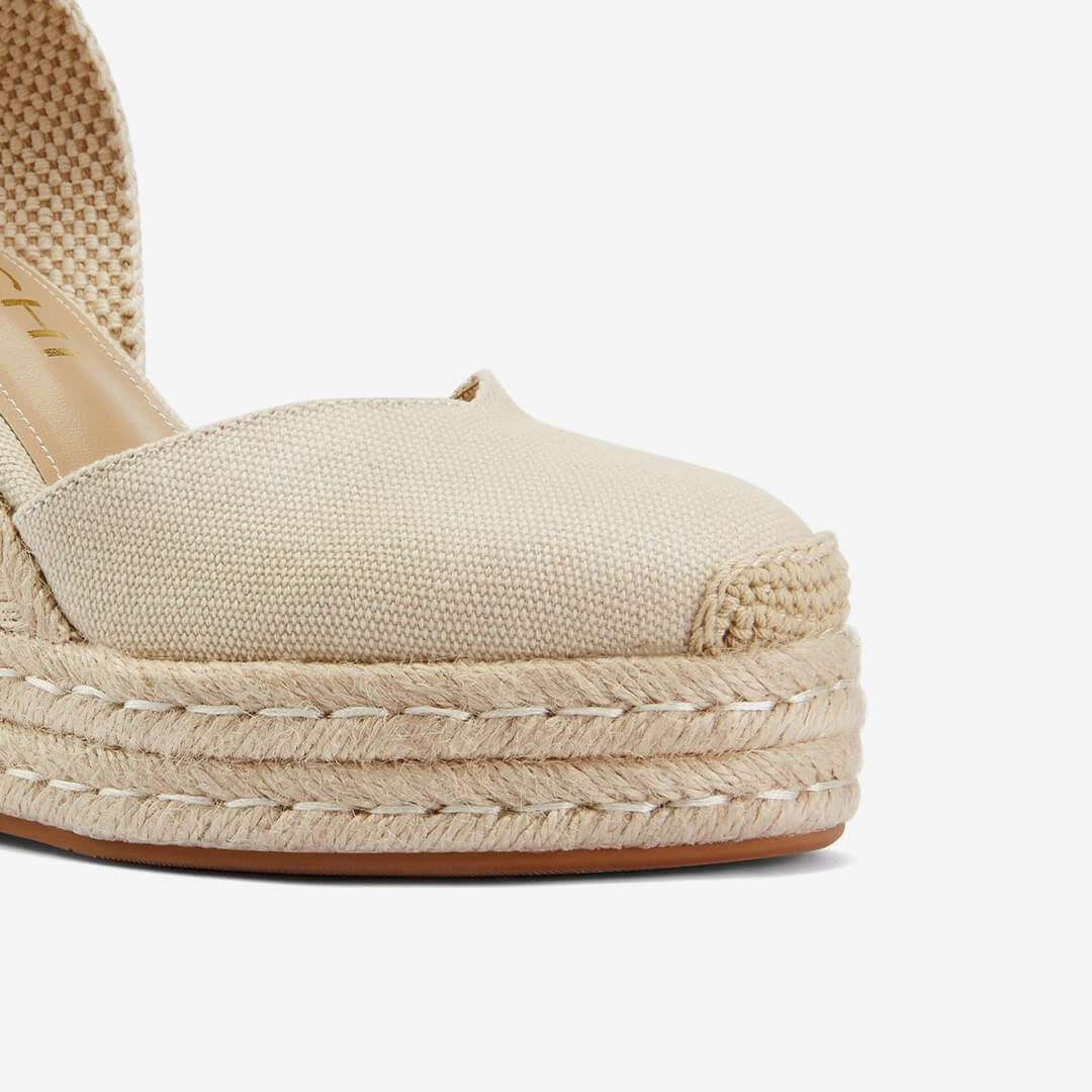 *Monaco 10 - Beige Wedge Espadrilles