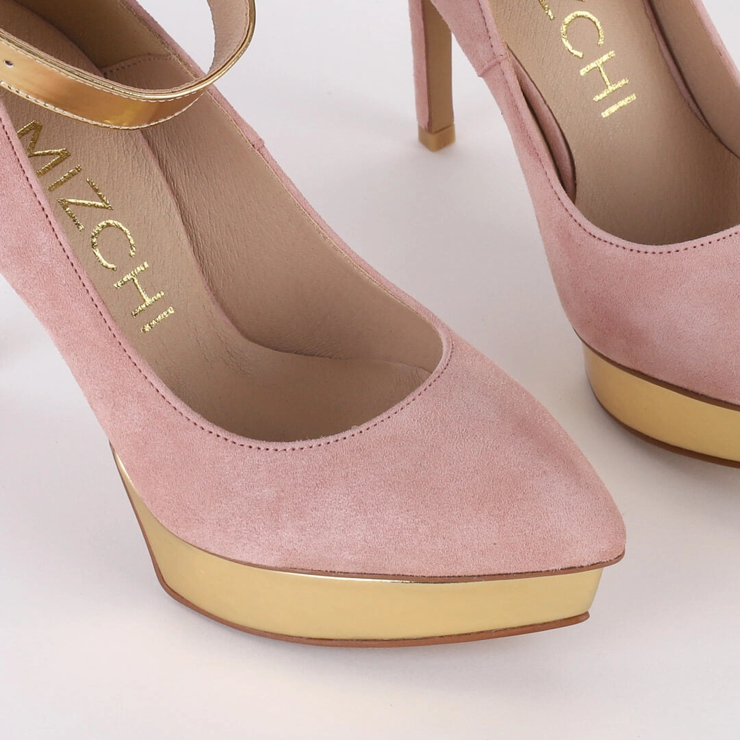 *UK size 2 - LUXX - platform heels (custom BLACK version -silver base - strap hot pink) 10/2cm heels