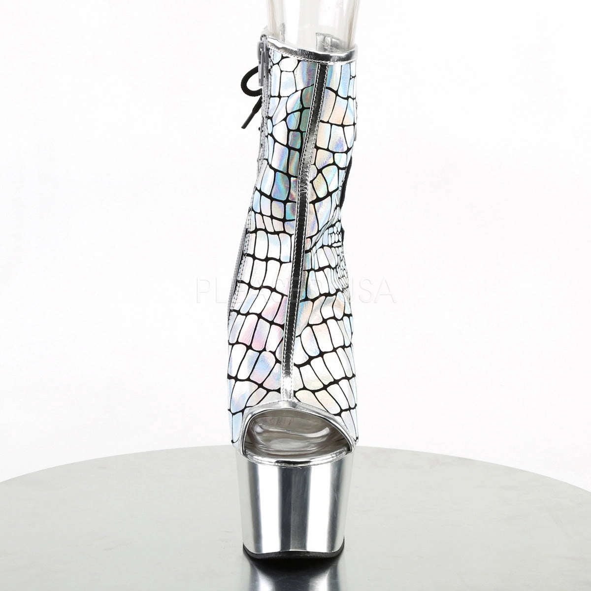 ADORE-1018HG  Silver Hologram Ostrich Pu/Silver Chrome