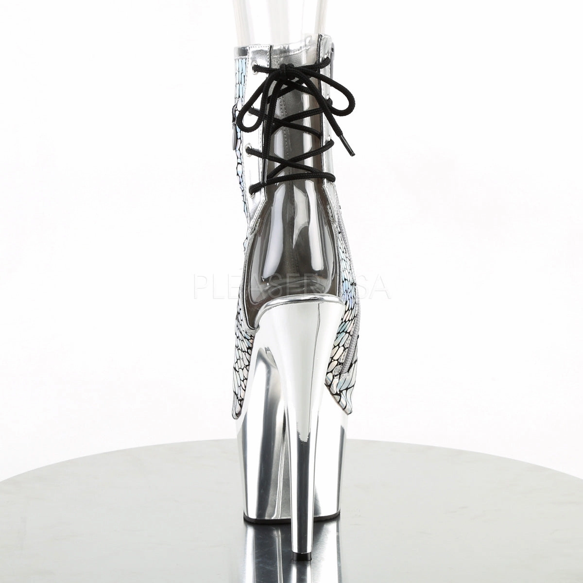 ADORE-1018HG  Silver Hologram Ostrich Pu/Silver Chrome