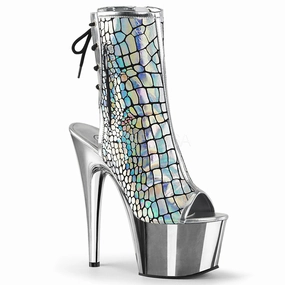 ADORE-1018HG  Silver Hologram Ostrich Pu/Silver Chrome