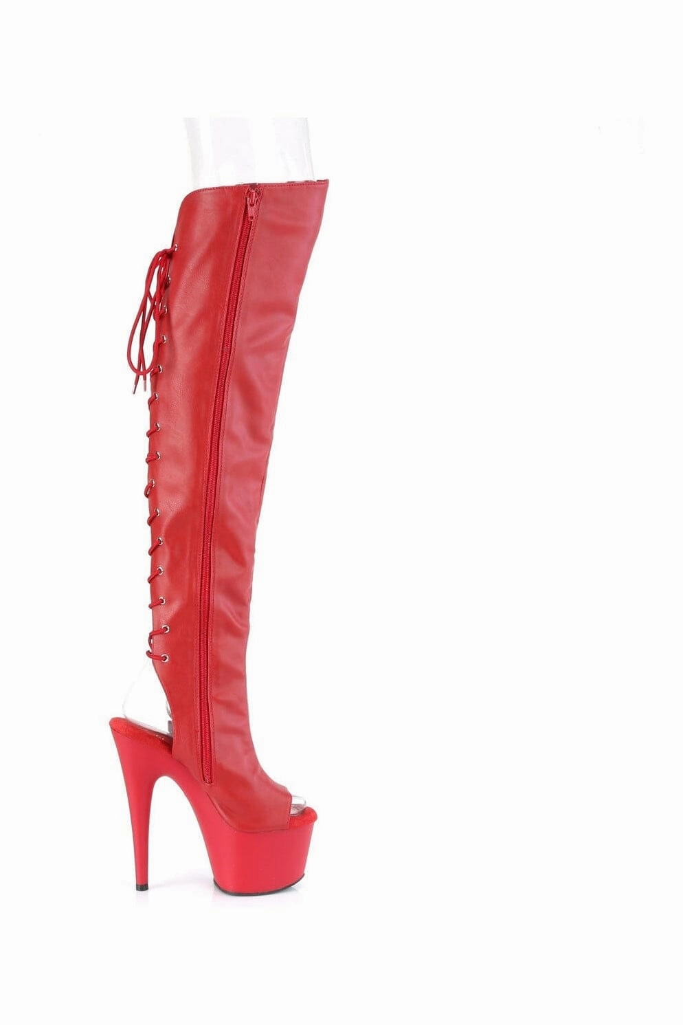 ADORE-3019 Red Faux Leather Knee Boot