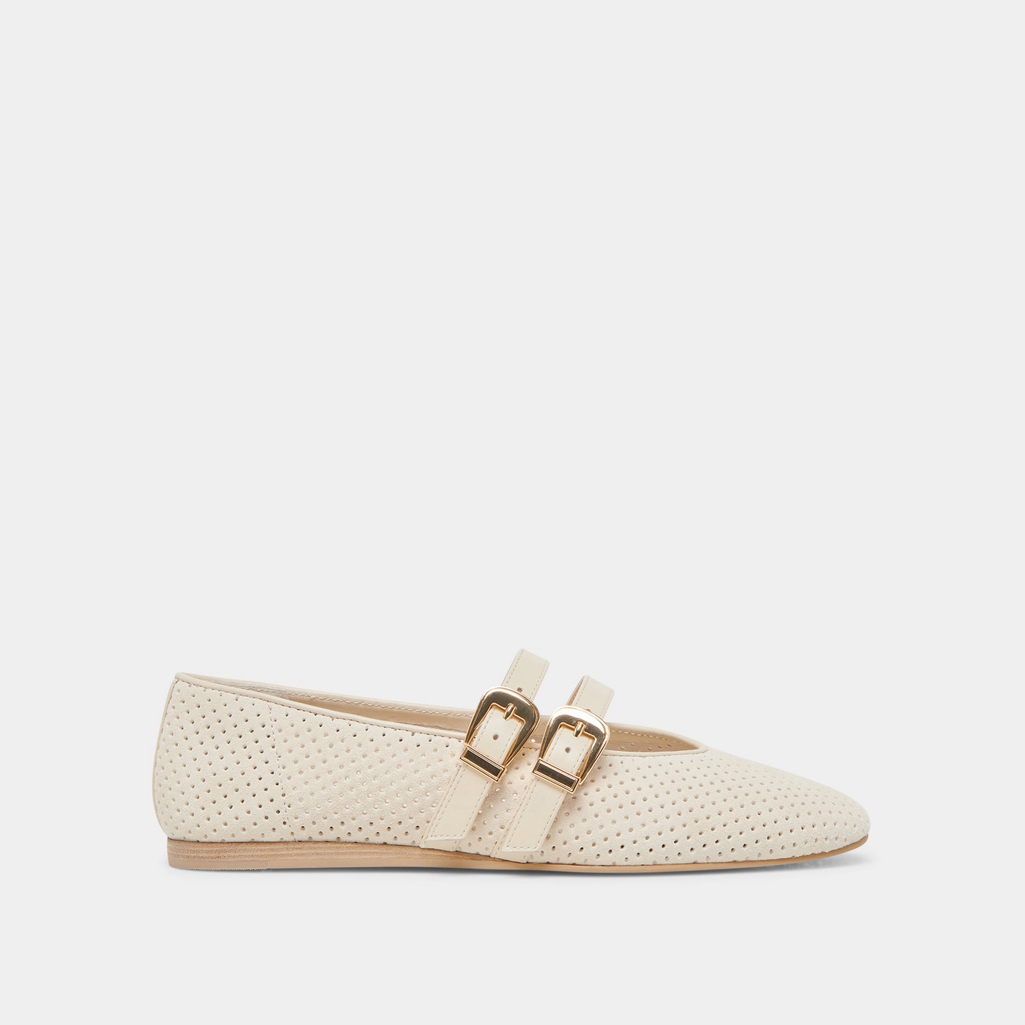 BAYLEE BALLET FLATS BONE PERFORATED SUEDE