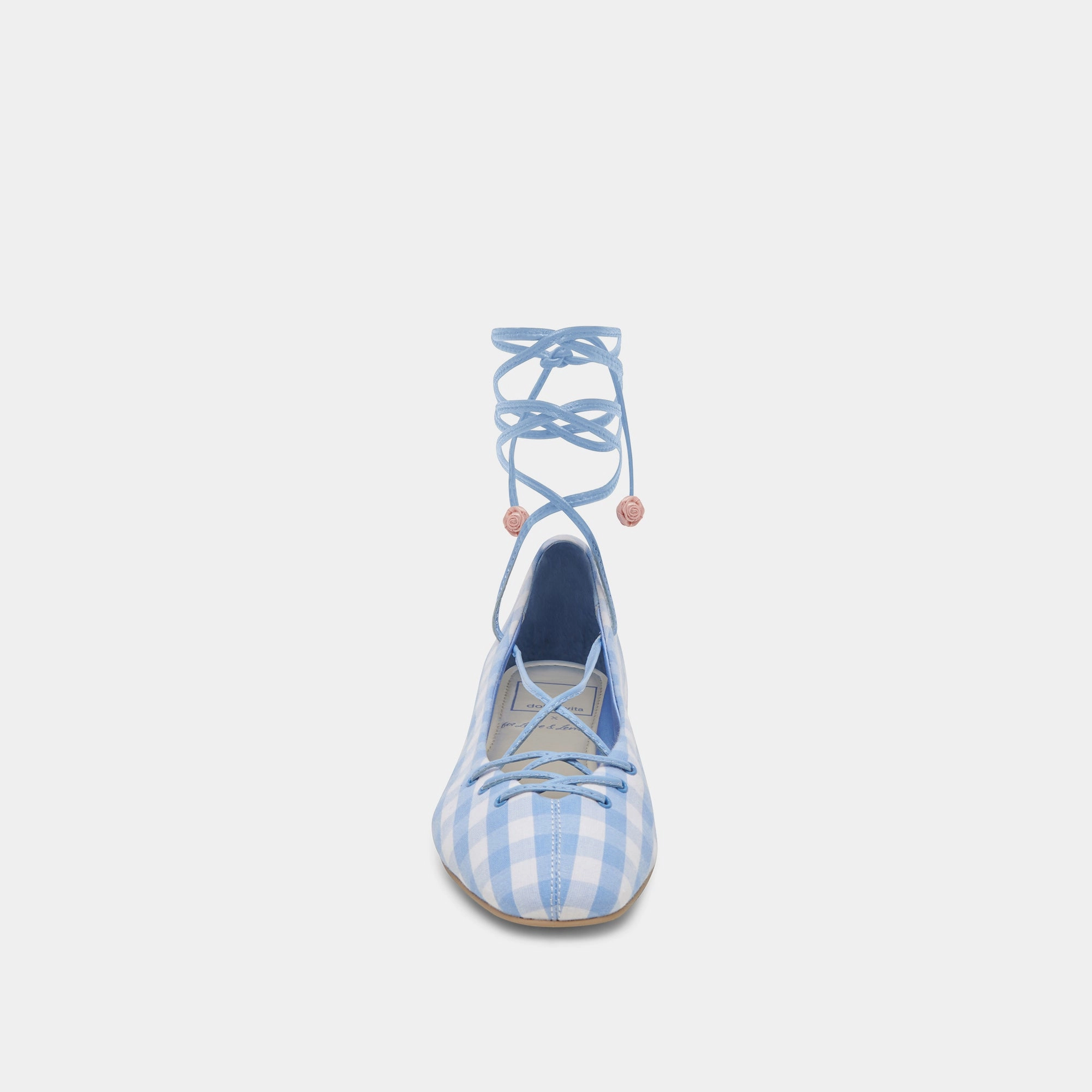 BEATE BALLET FLATS WHITE BLUE GINGHAM