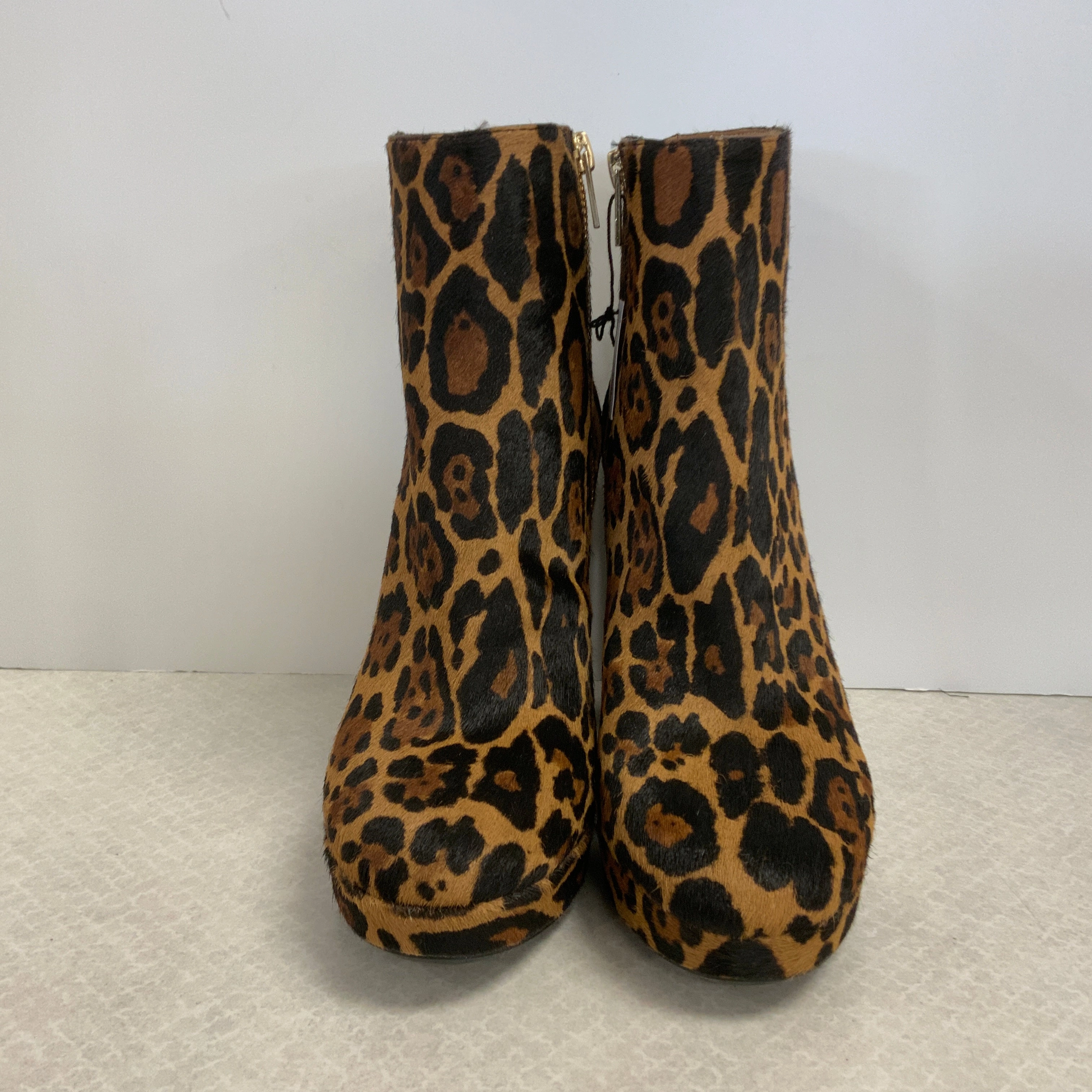 Boots Ankle Heels By Calvin Klein In Animal Print, Size: 7