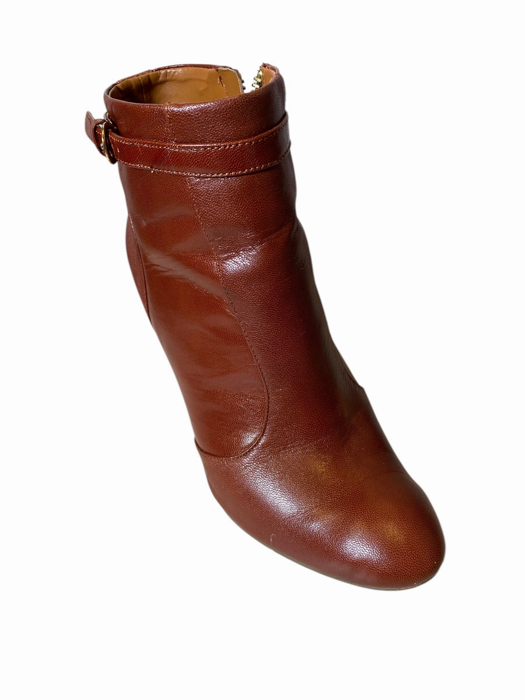 Boots Ankle Heels By Nine West In Brown, Size: 5