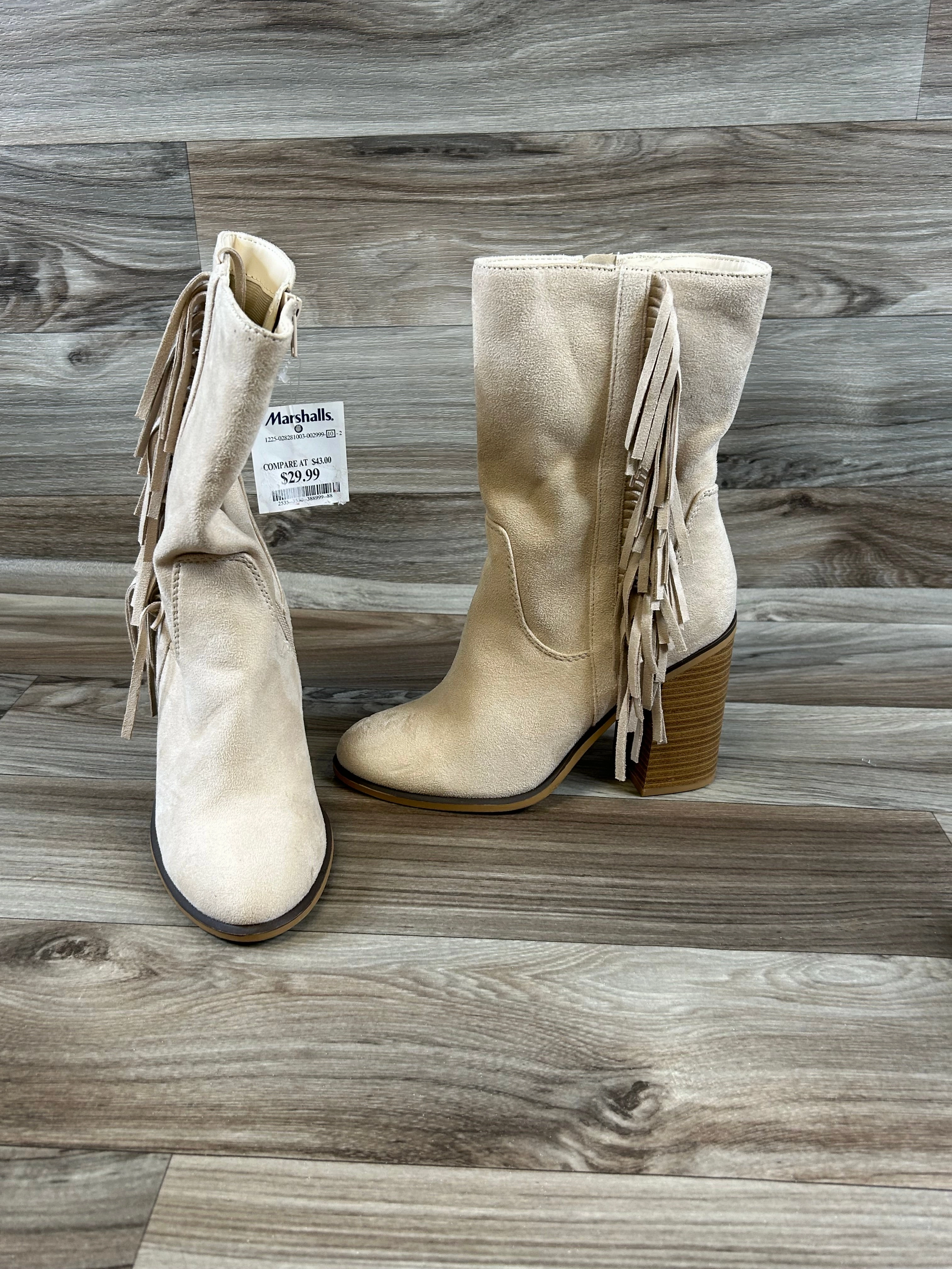 Boots Ankle Heels By Soda In Beige, Size: 7
