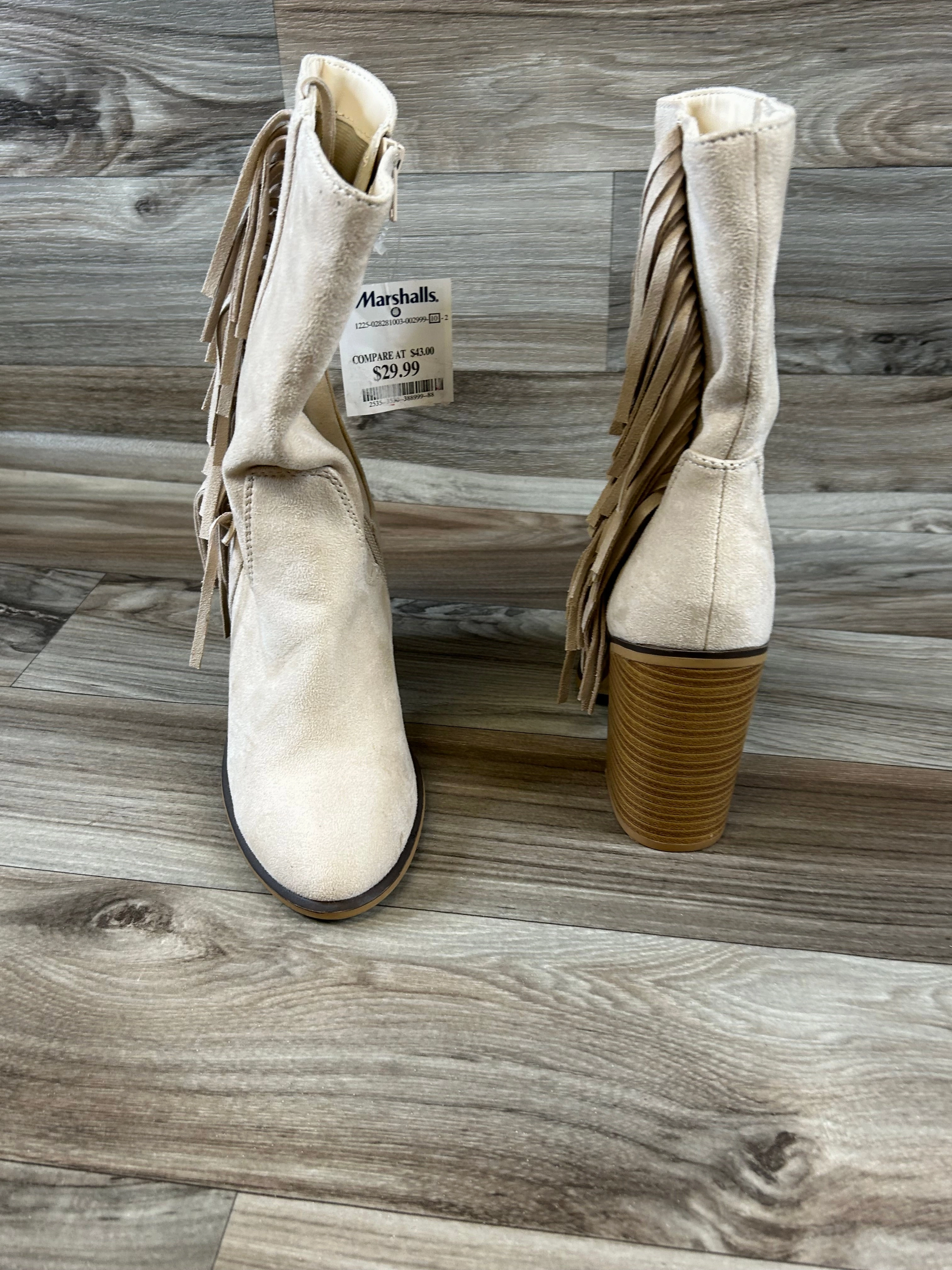 Boots Ankle Heels By Soda In Beige, Size: 7