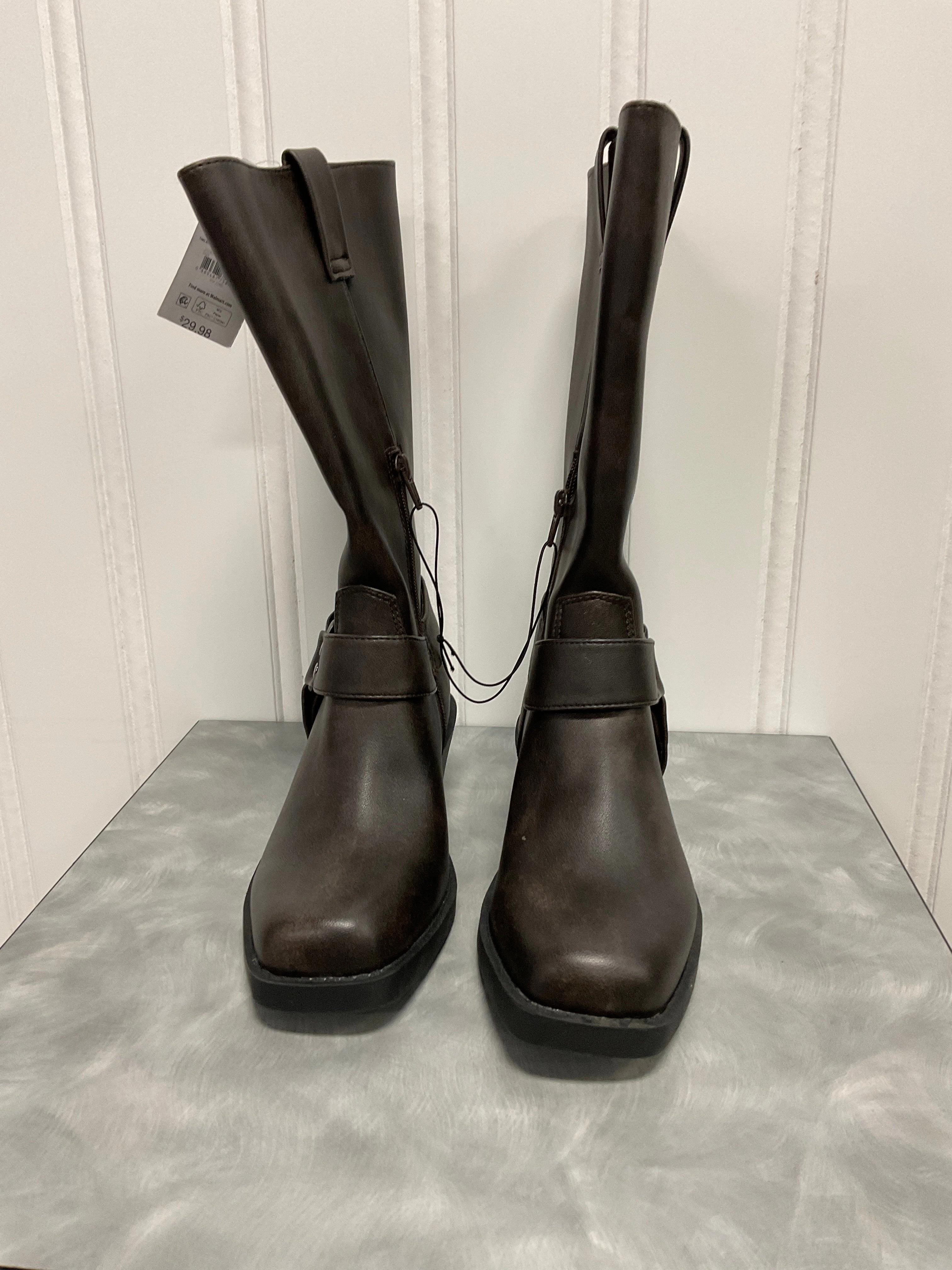 Boots Mid-Calf Heels By Time And Tru In Brown, Size:6.5