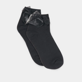BOW ANKLET SOCKS BLACK