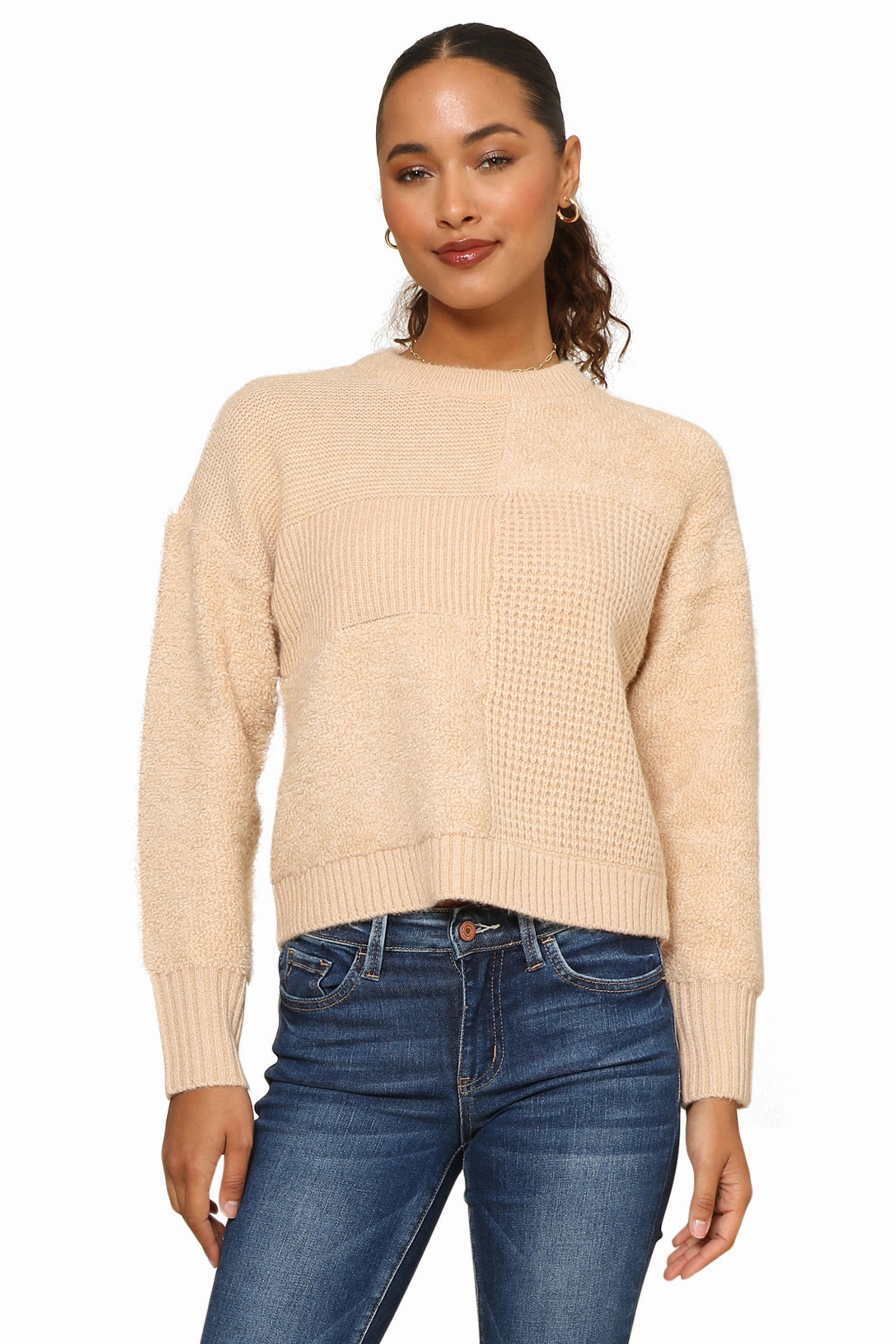 Crop Patchwork Boxy Sweater