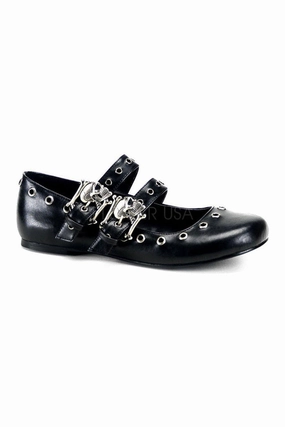 DAISY-03 Demonia Flat | Black Faux Leather