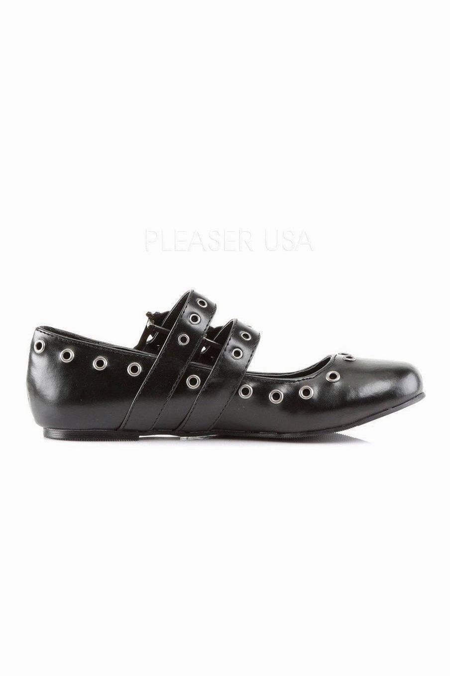 DAISY-03 Demonia Flat | Black Faux Leather