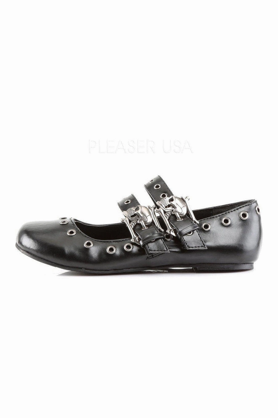 DAISY-03 Demonia Flat | Black Faux Leather