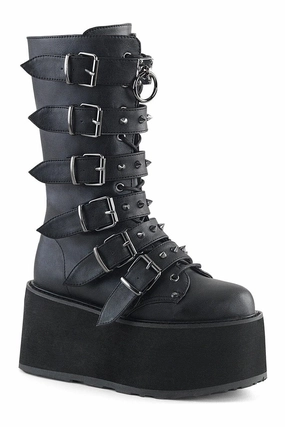 DAMNED-225 Black Vegan Leather Knee boot