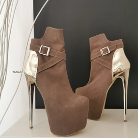 Dark Beige Golden Detail Boots