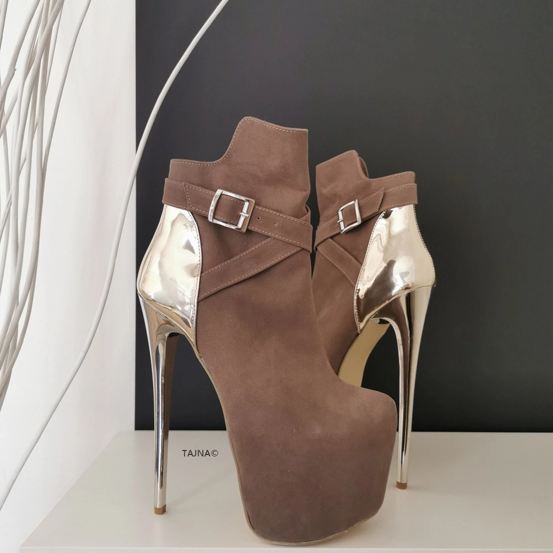 Dark Beige Golden Detail Boots