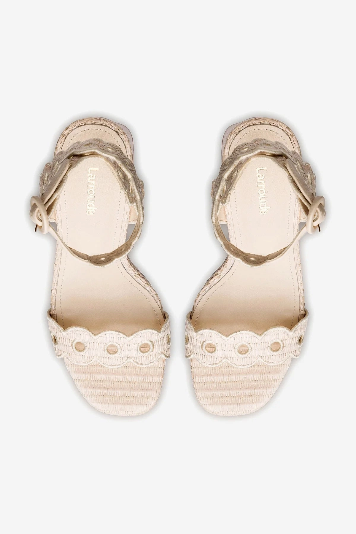 Dolly Broderie Sandal In Natural Raffia