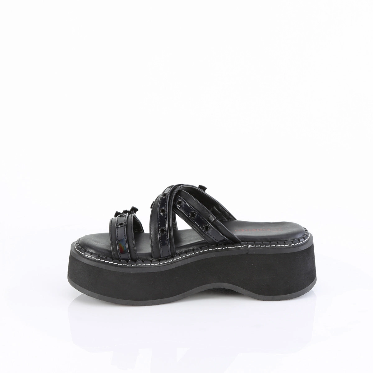 EMILY-07  Black Vegan Leather-Holo Patent
