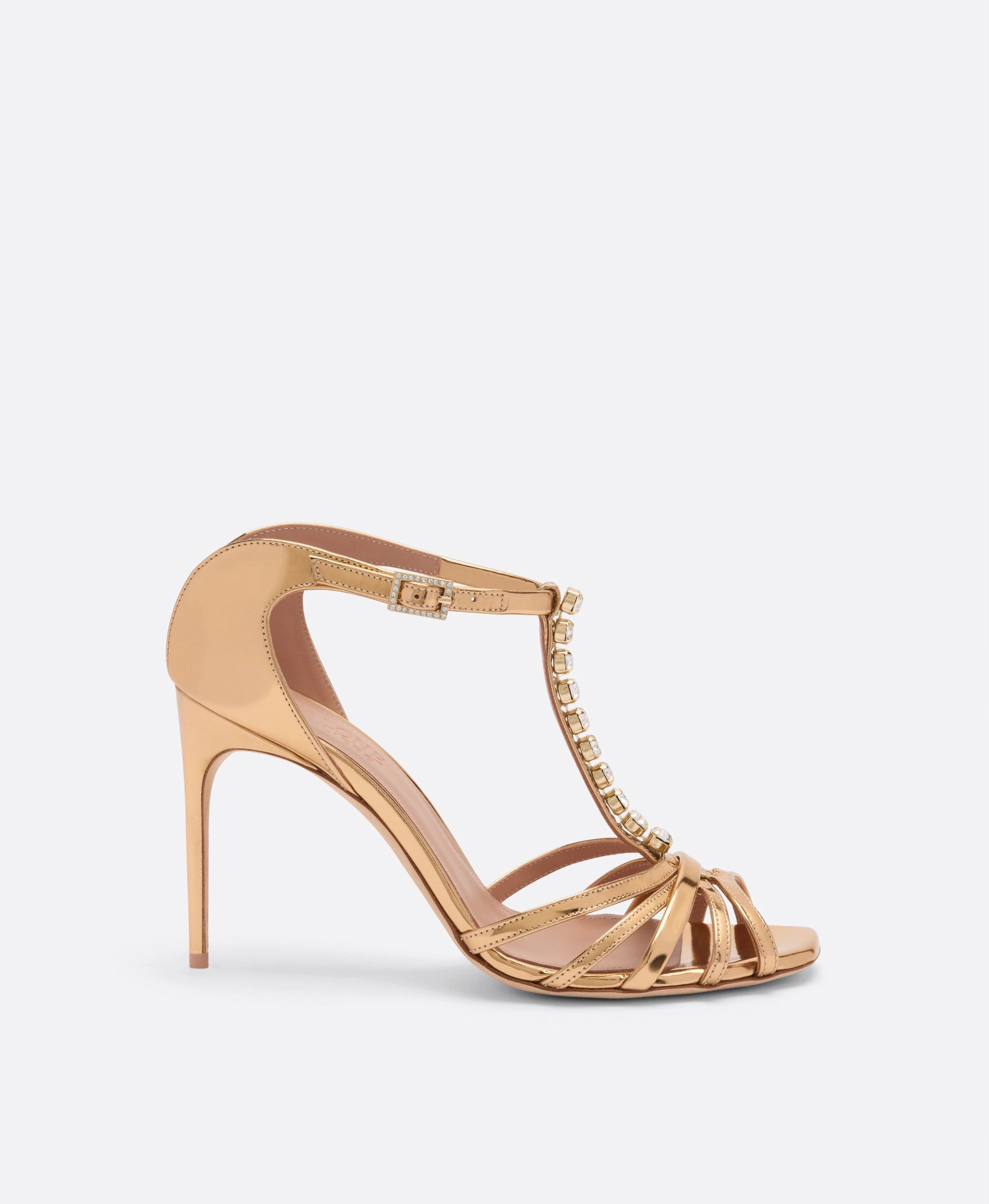 Erika 90 Gold Leather Heeled Sandals
