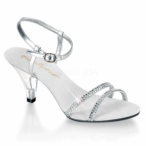 Fabulicious BELLE-316 Silver Metallic Pu Ankle Strap Sandals