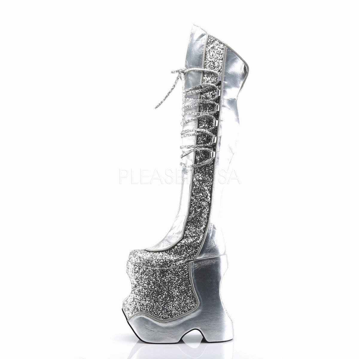 FABULOUS-3035  Silver Crinkle Patent-Glitter