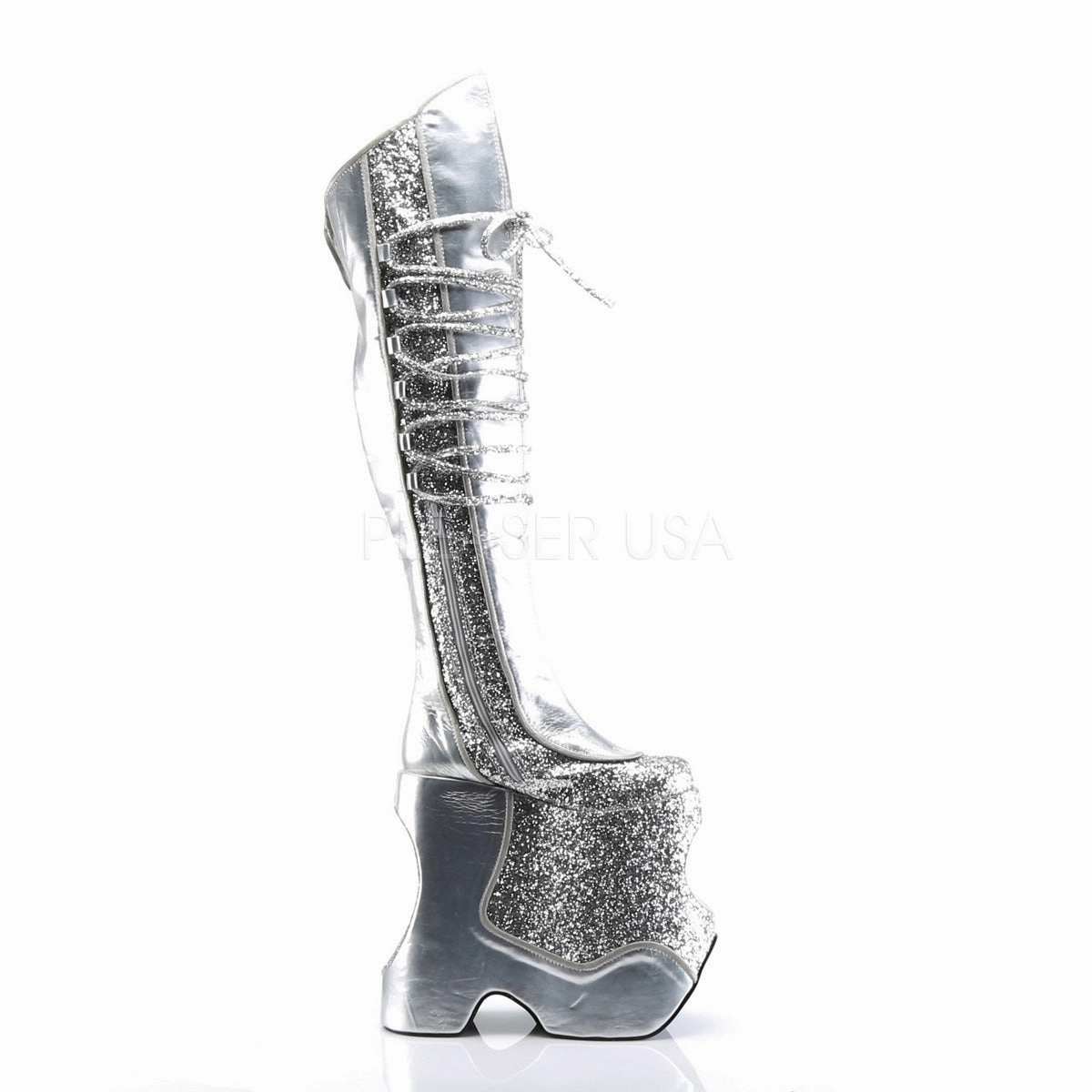 FABULOUS-3035  Silver Crinkle Patent-Glitter