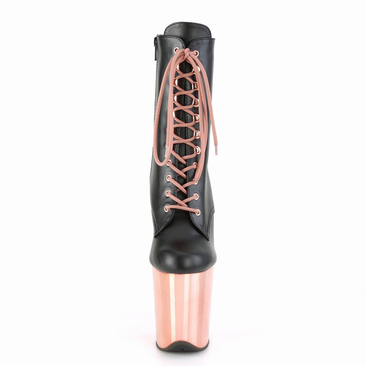 FLAMINGO-1020  Black Faux Leather/Rose Gold Chrome
