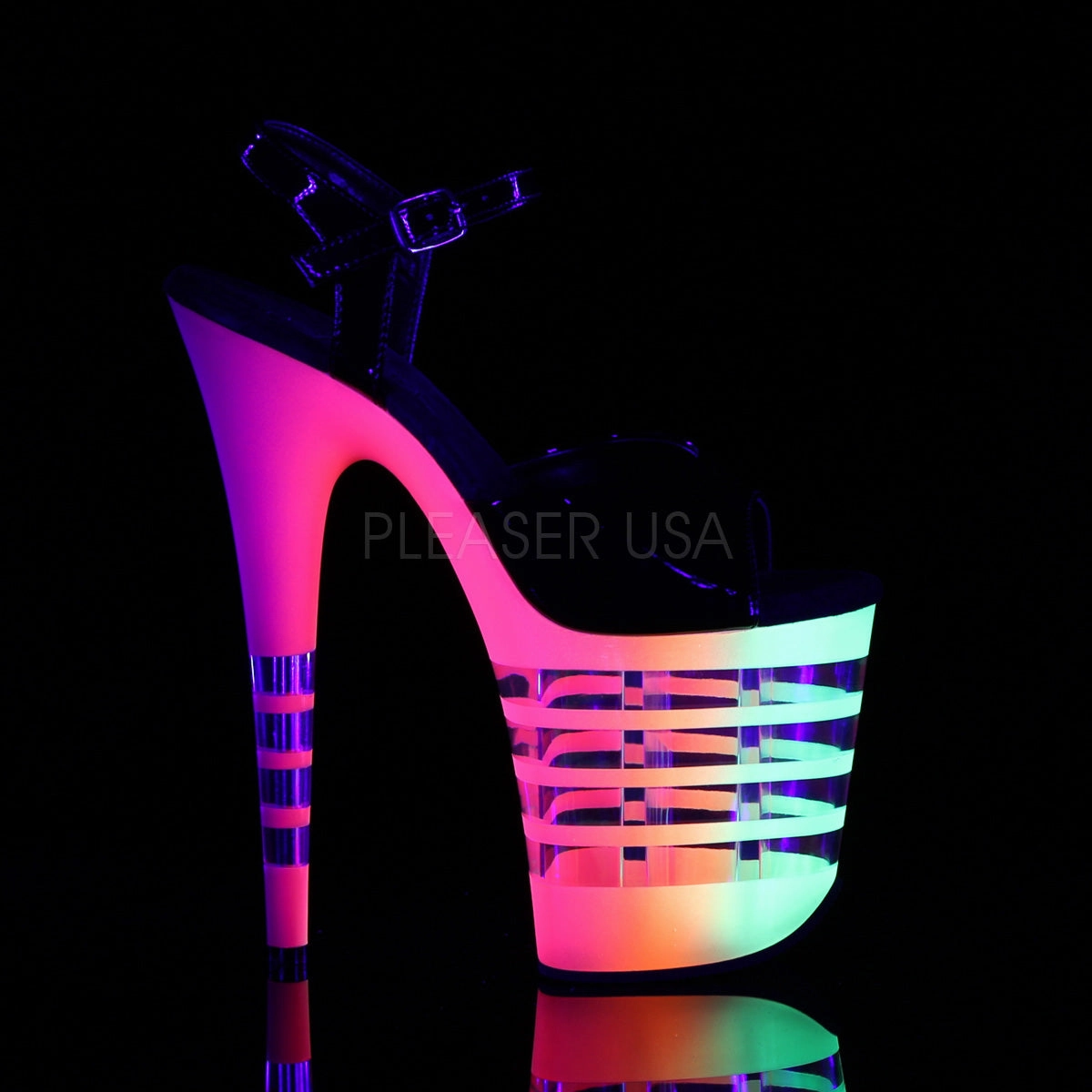 FLAMINGO-809UVLN  Black Patent/Neon Multi