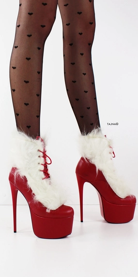 Fur Ledna Red Matte Santa Booties