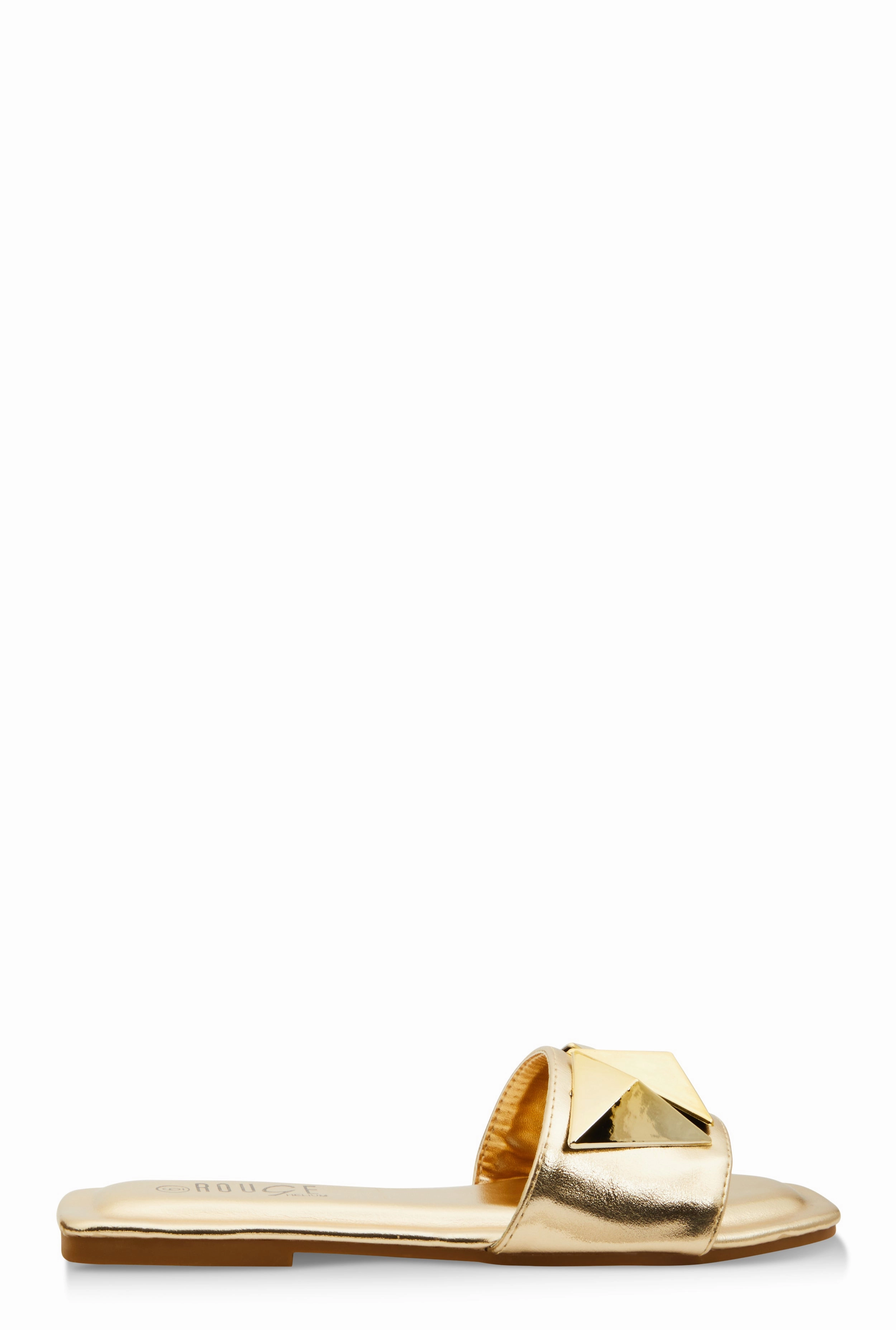 Geometric Metallic Pendant Slide Sandals
