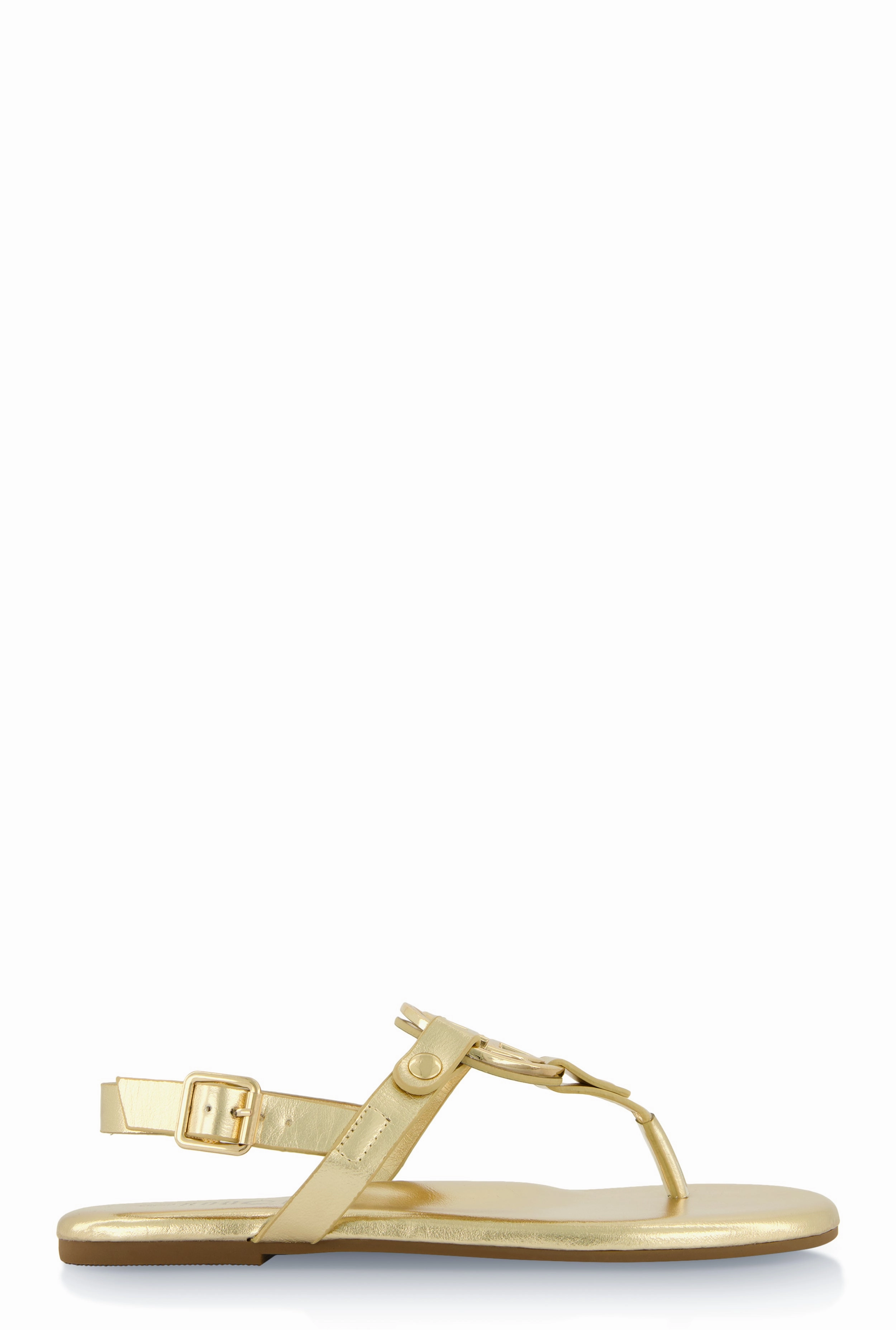Geometric Pendant Ankle Strap Thong Sandals