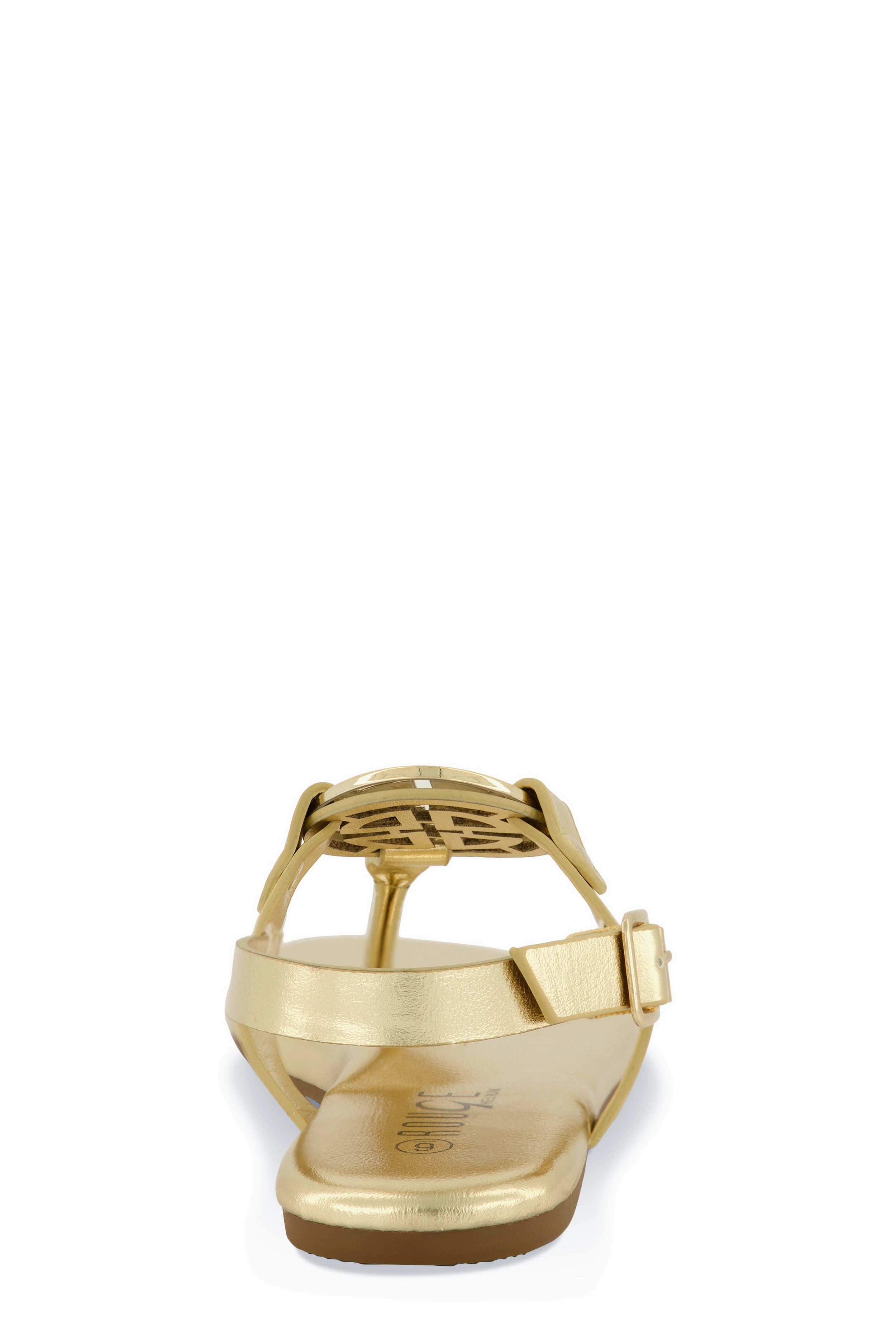 Geometric Pendant Ankle Strap Thong Sandals