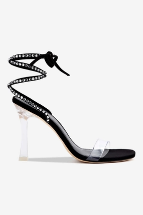 Gloria Disco Sandal In Black Suede and Vinyl