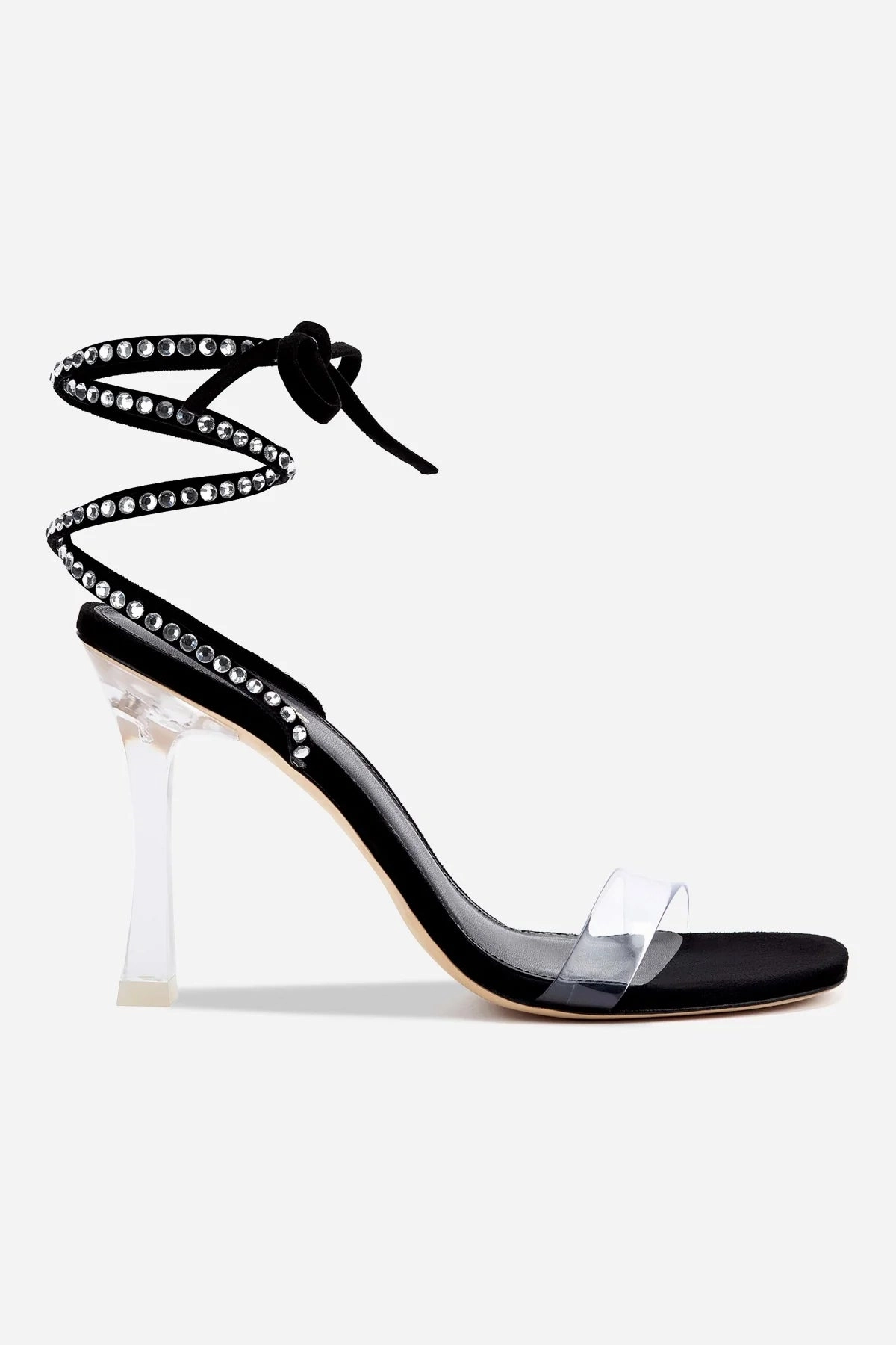 Gloria Disco Sandal In Black Suede and Vinyl