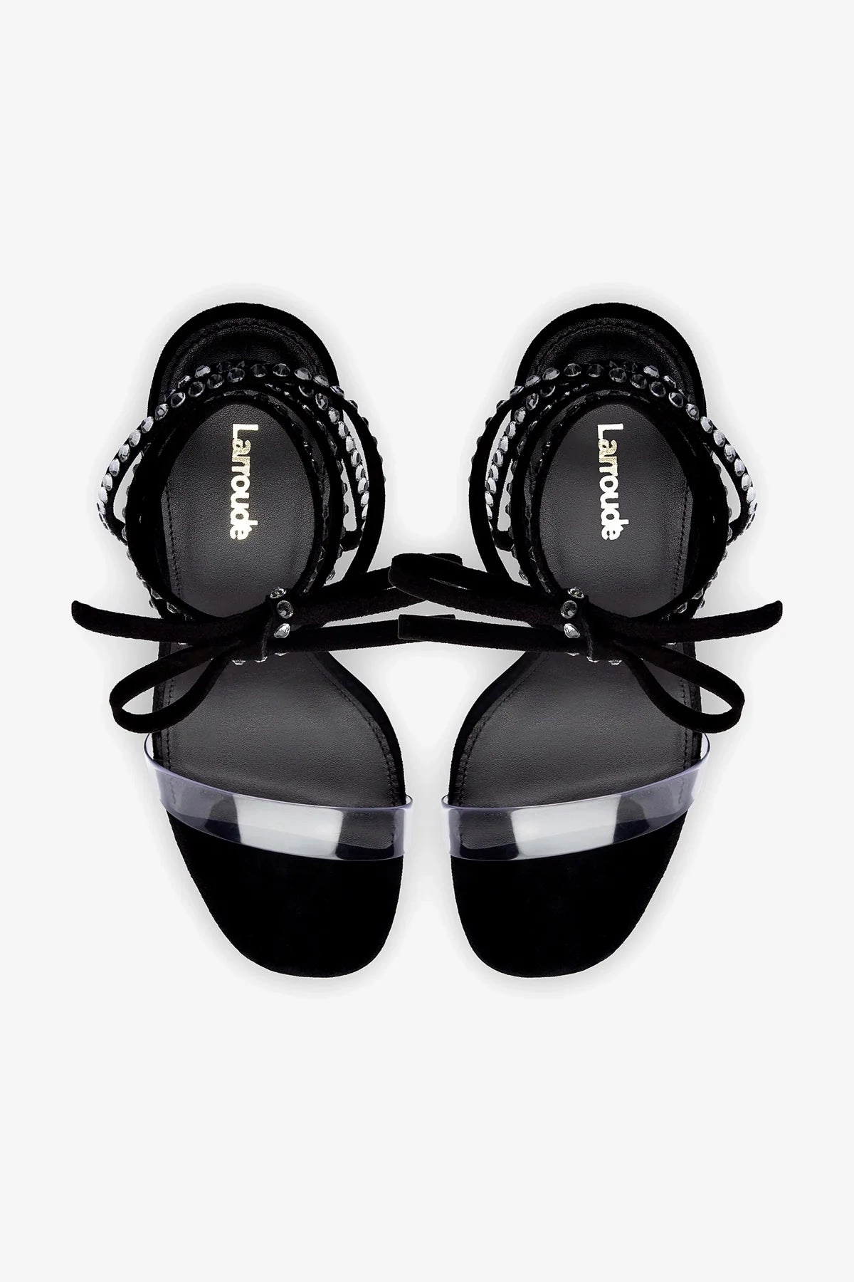 Gloria Disco Sandal In Black Suede and Vinyl