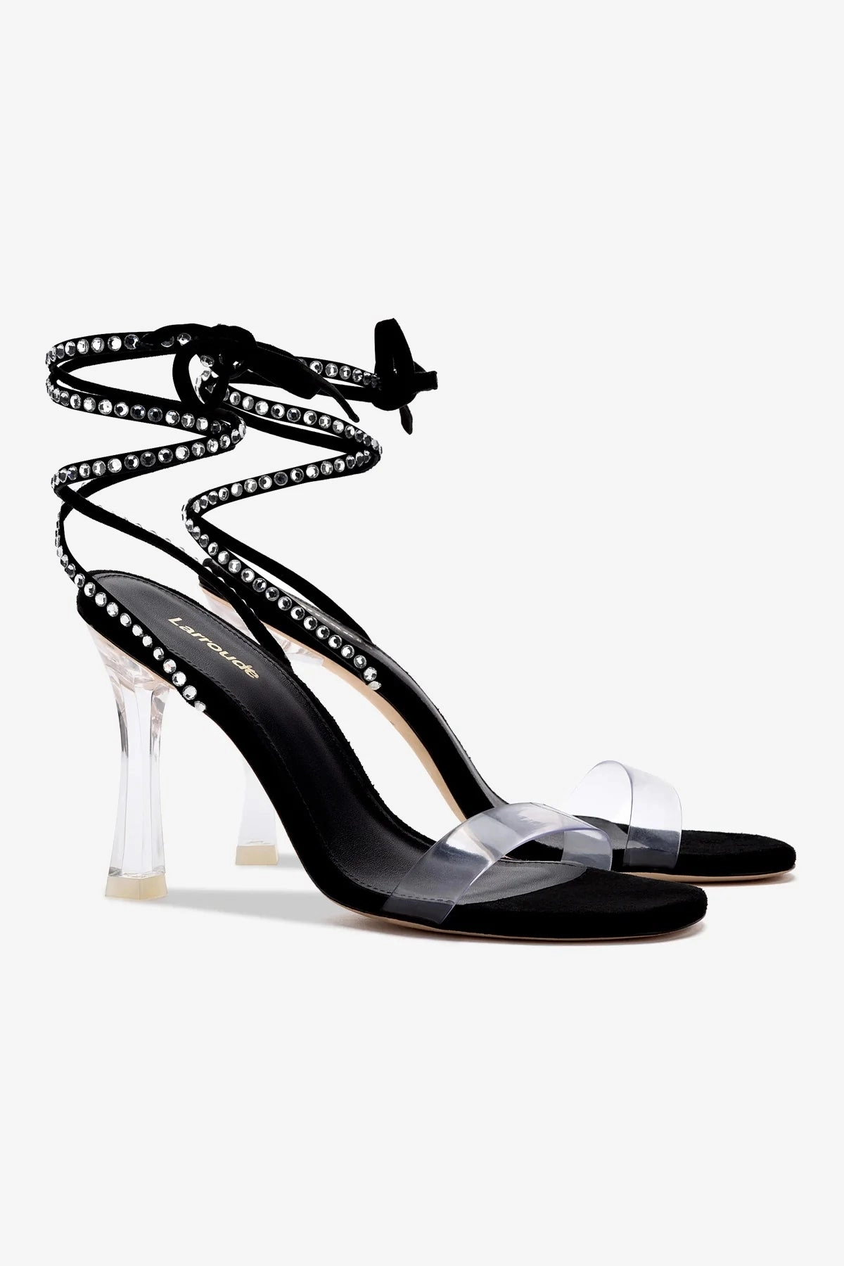 Gloria Disco Sandal In Black Suede and Vinyl