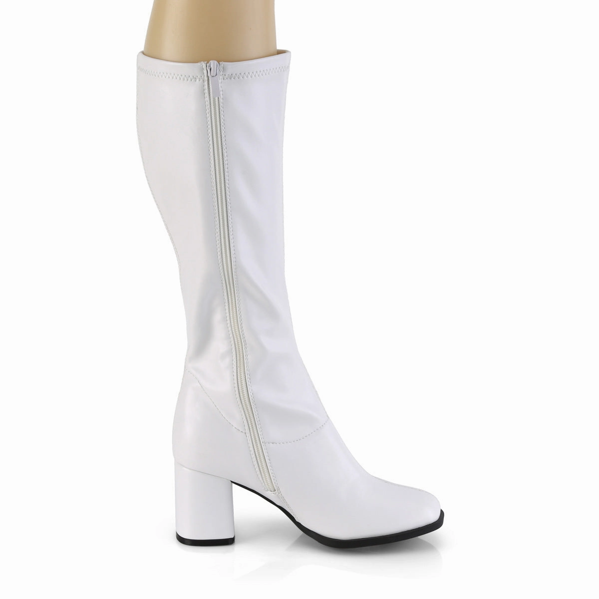 GOGO-300-2  White Str. Faux Leather