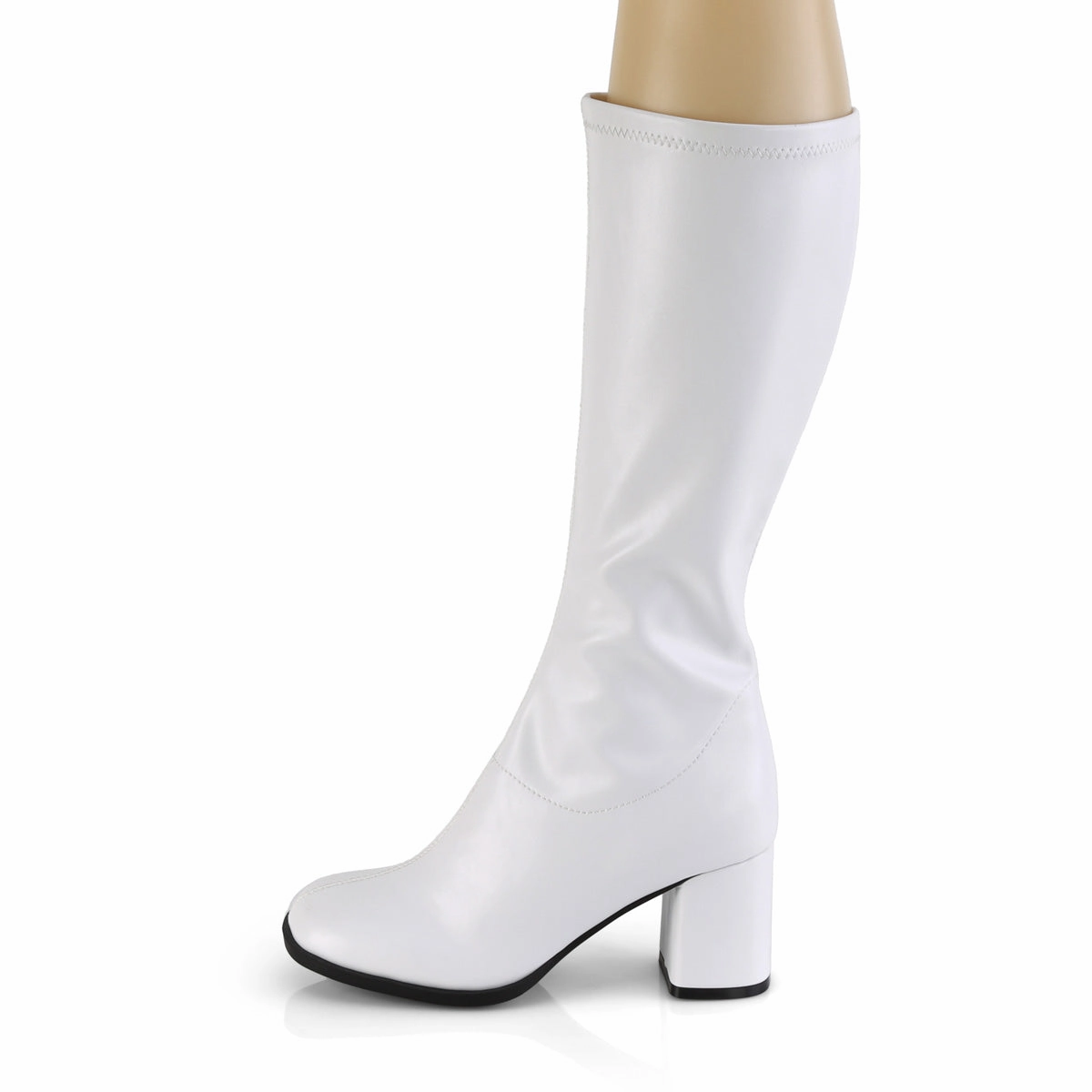 GOGO-300-2  White Str. Faux Leather