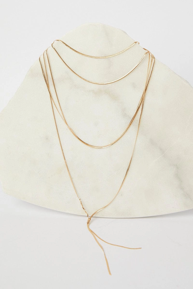 Gold Layered Multi Colour Row Necklace
