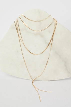 Gold Layered Multi Colour Row Necklace