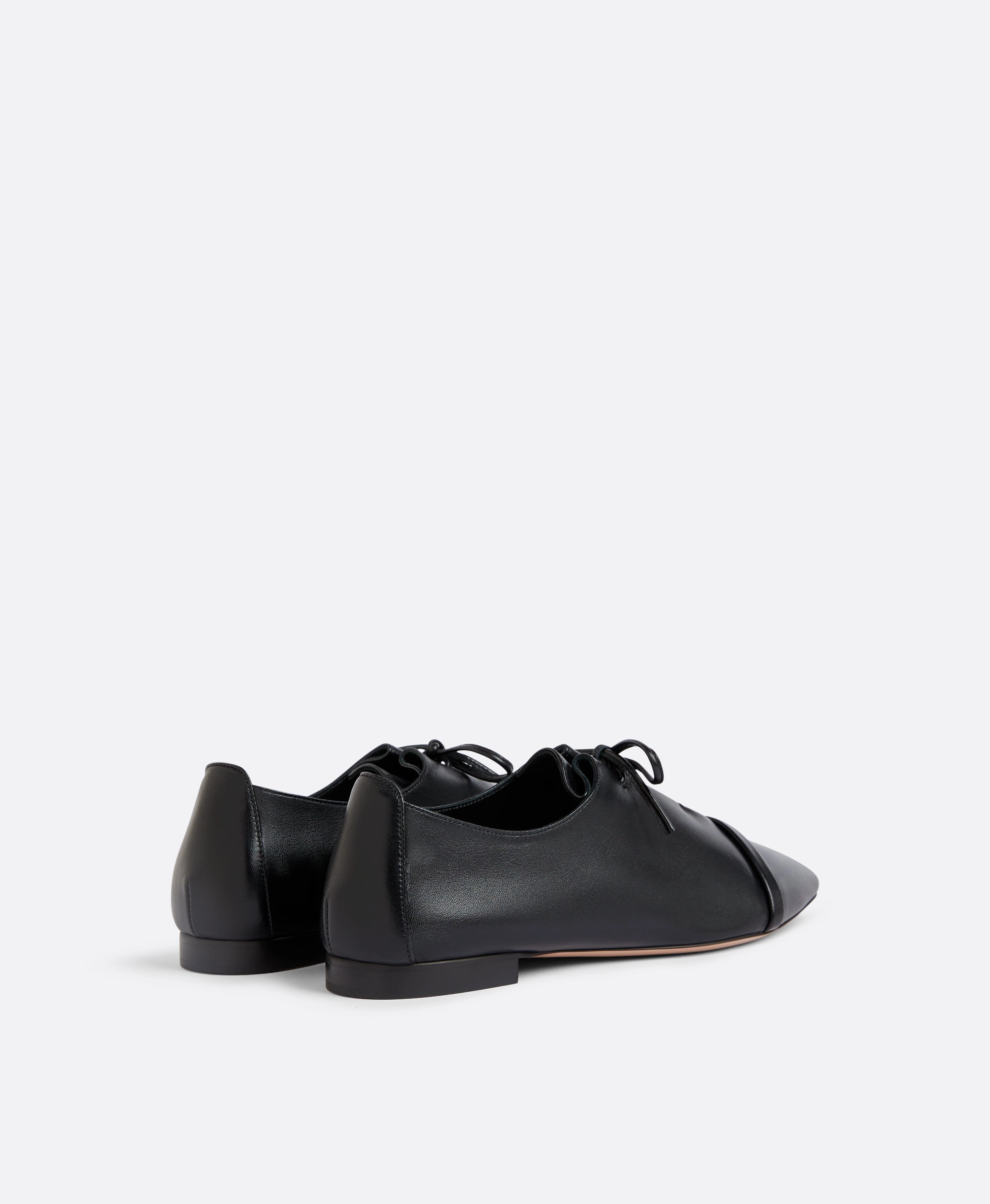 Jean Black Leather Flats