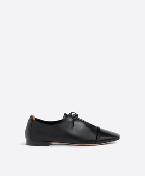 Jean Black Leather Flats