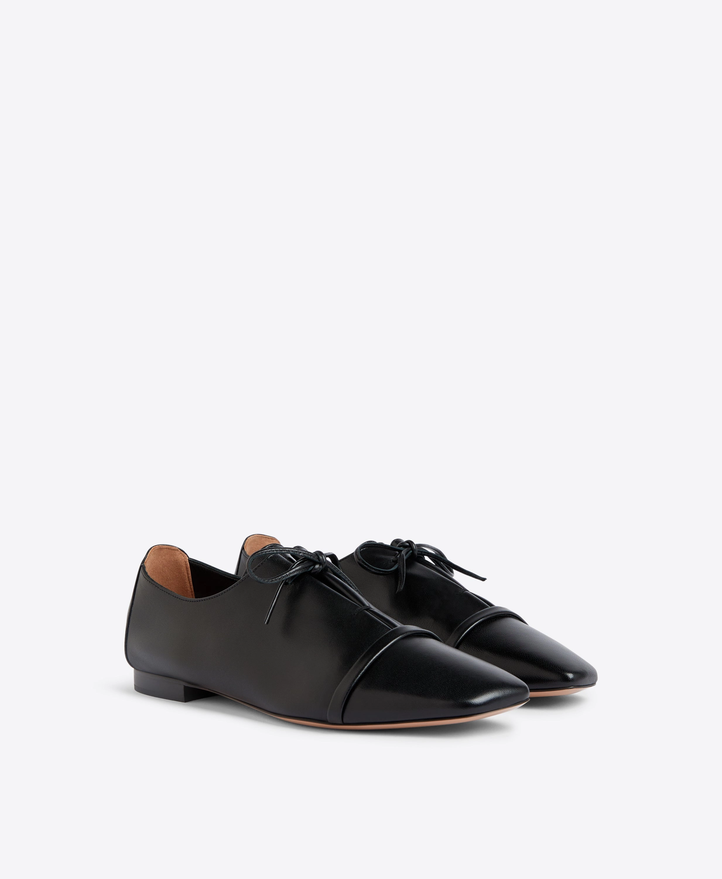 Jean Black Leather Flats