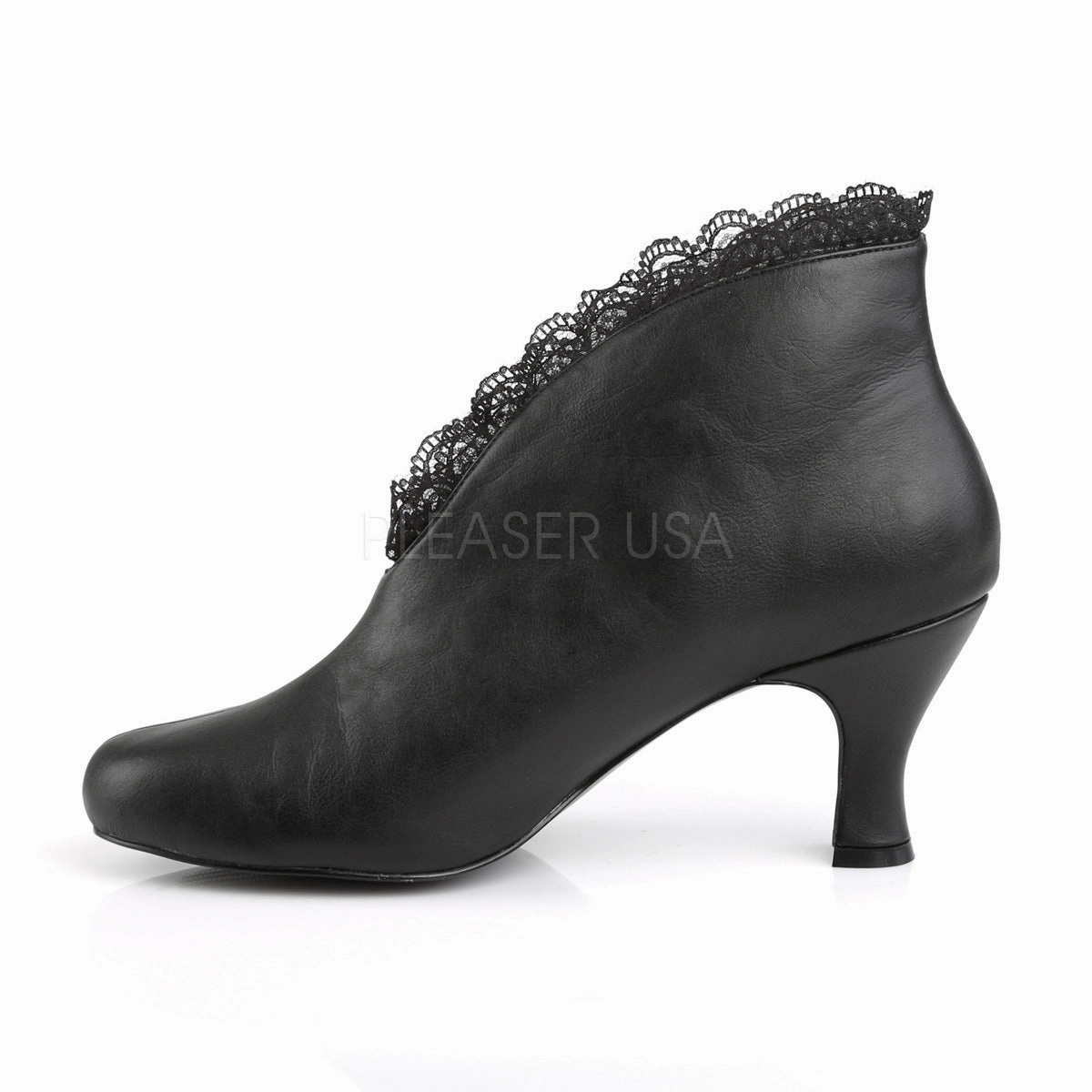 JENNA-105  Black Faux Leather-Lace